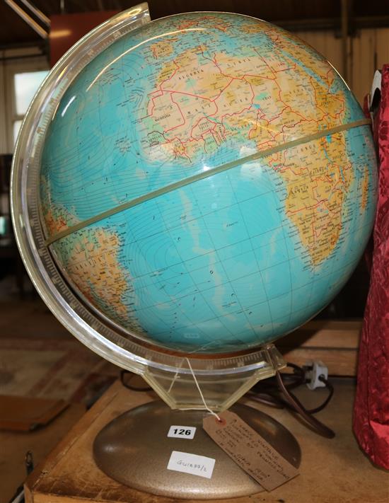 Large illuminated 1950s globe